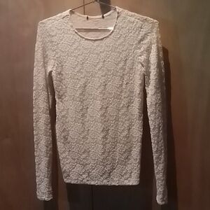Women's front lined lace top, cream, size medium/small, unknown brand.